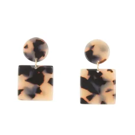 Circle Square Blonde Tortoise Earrings