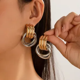 Creative Multilayer Round Circle Stud Earrings