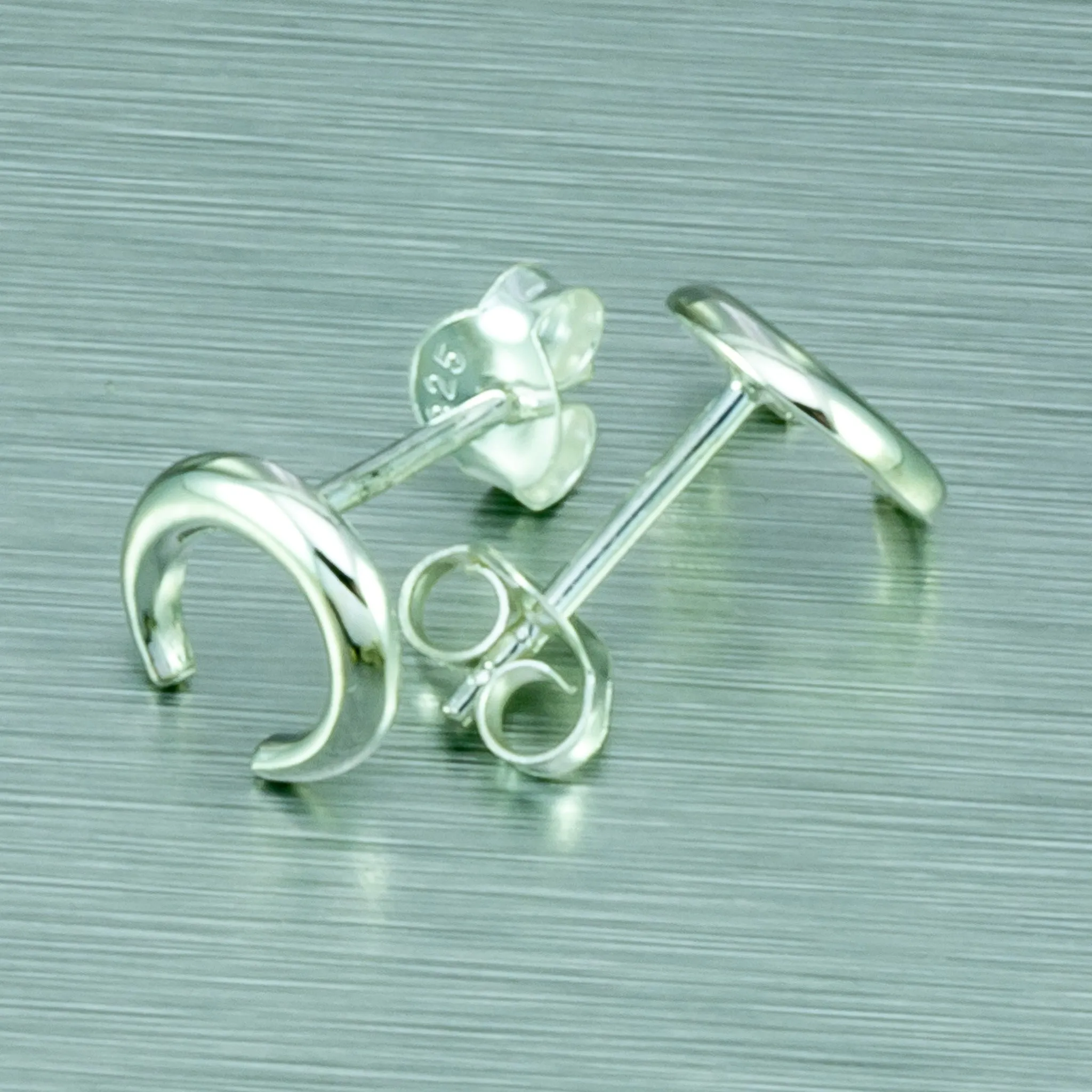 Crescent moon tiny silver studs