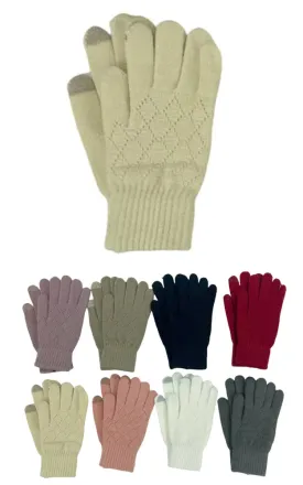 DBG7735 12PCS Pack Solid Knit Women Smart Touch Gloves