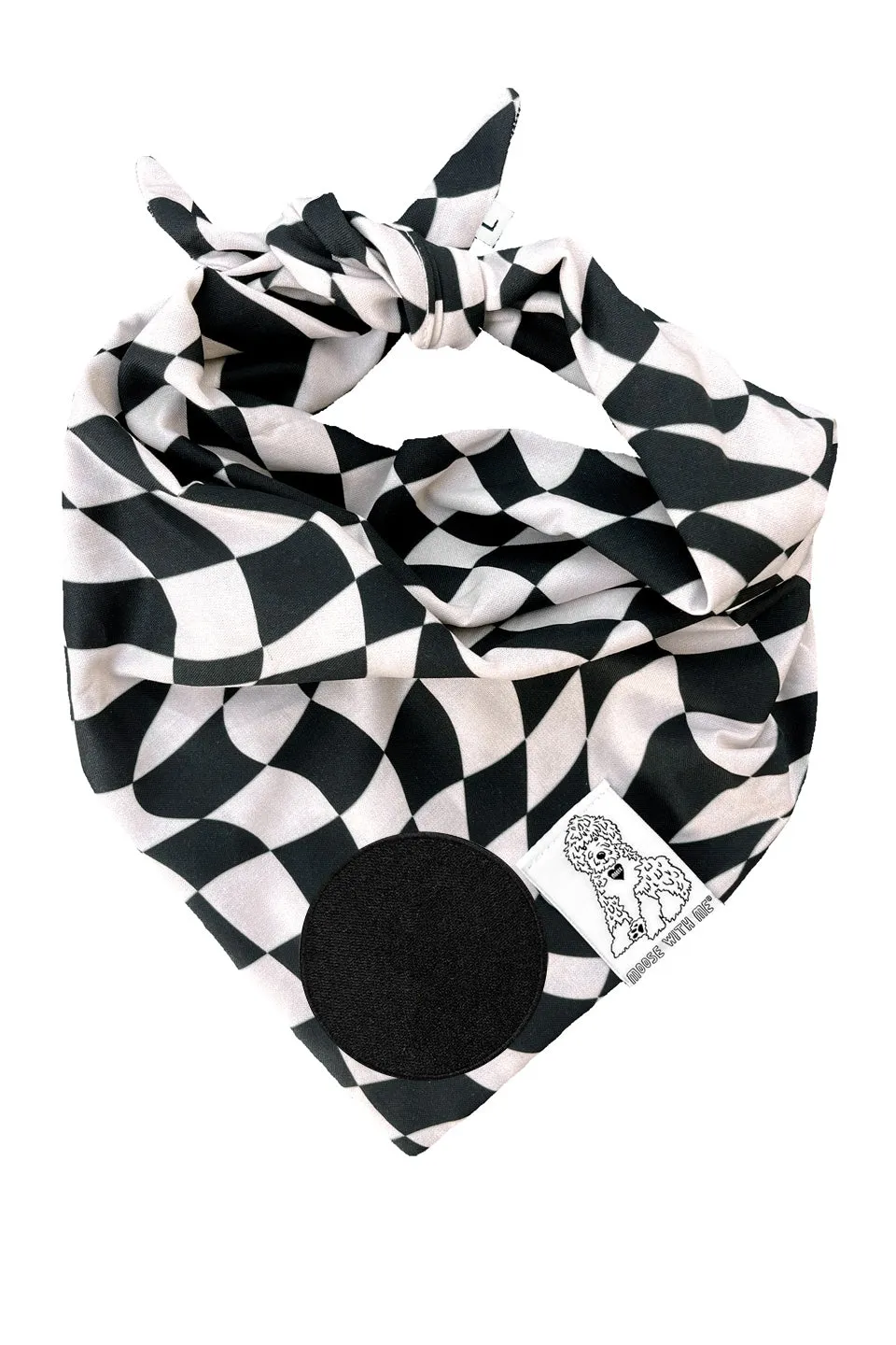 Dog Bandana Checkered Swirl - Customize with Interchangeable Velcro Patches