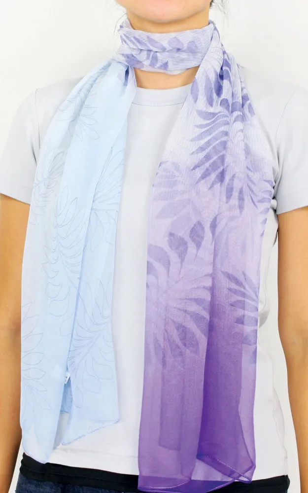 EAS9891 Leaf Print Ombre Chiffon Oblong Scarf
