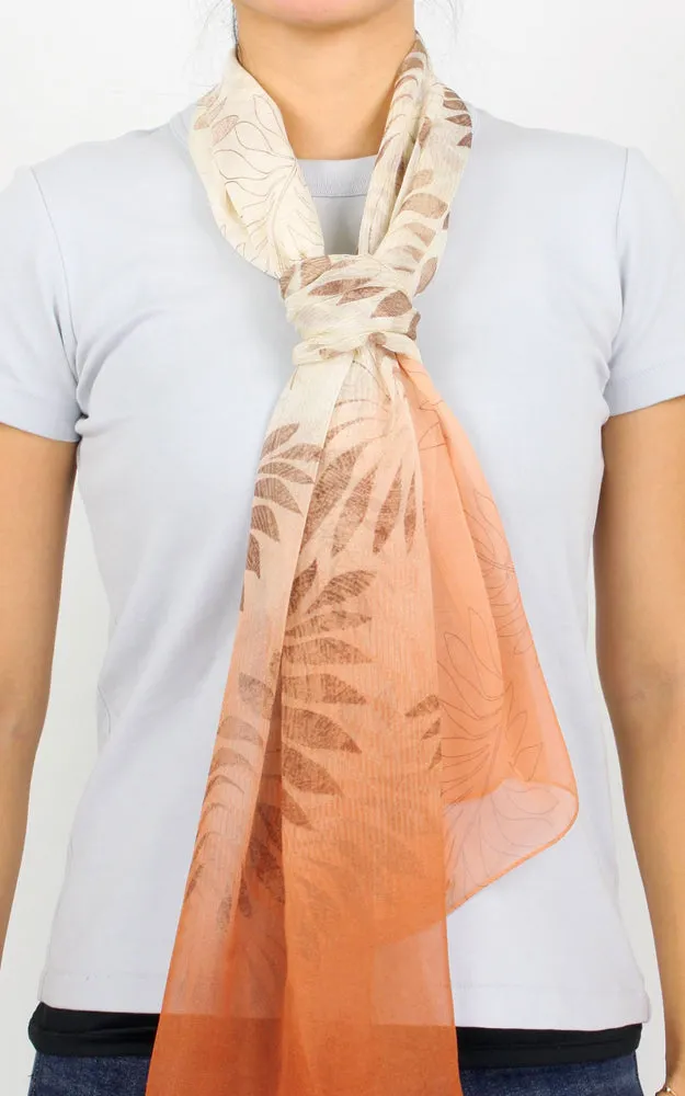 EAS9891 Leaf Print Ombre Chiffon Oblong Scarf