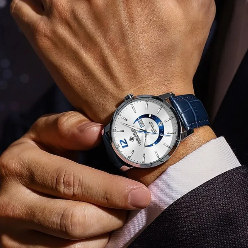 Elegant Moon Phase Watch with Luminous Week Calendar