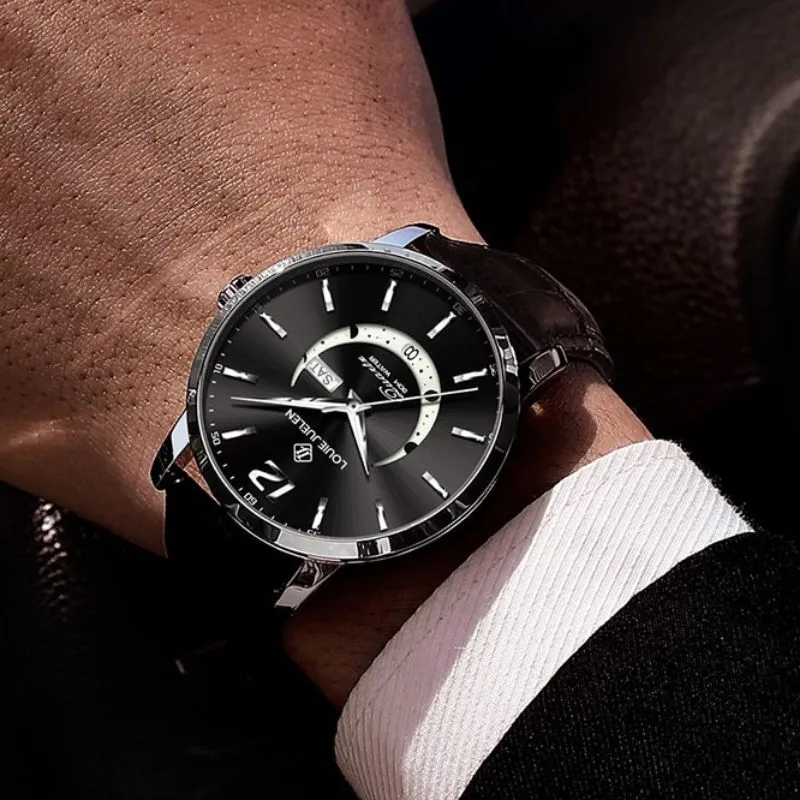 Elegant Moon Phase Watch with Luminous Week Calendar