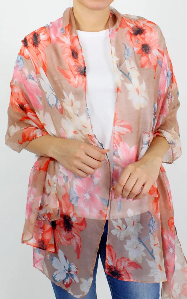 ESC10230 Flower Print Oblong Scarf