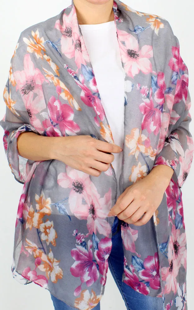 ESC10230 Flower Print Oblong Scarf