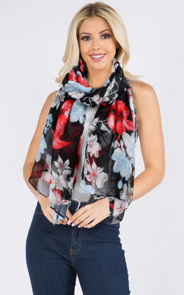 ESC10230 Flower Print Oblong Scarf