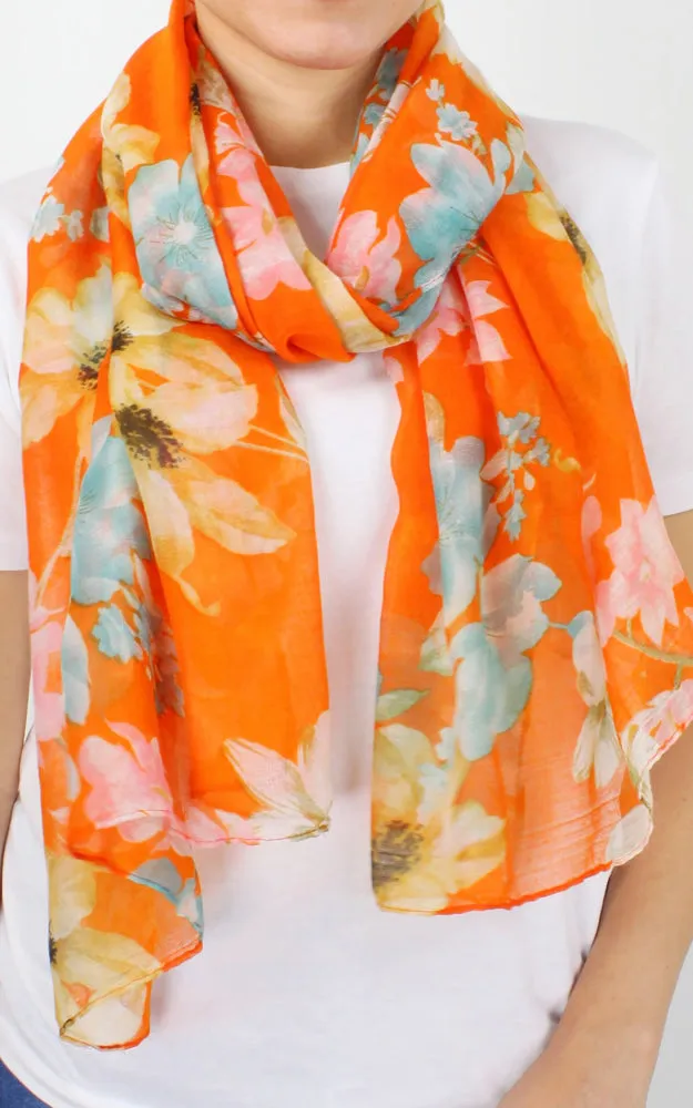 ESC10230 Flower Print Oblong Scarf
