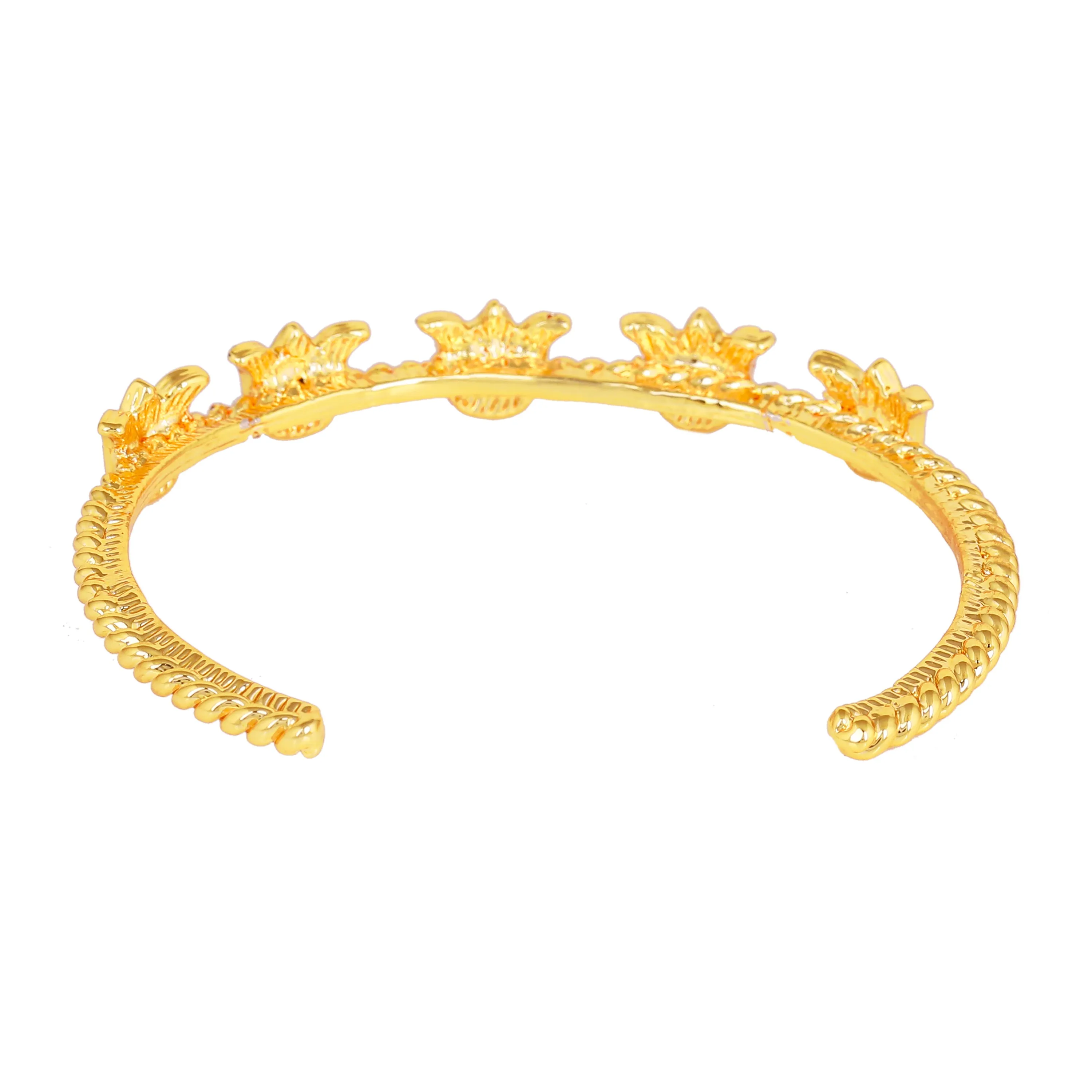 Estele Gold Plated Enchanting Lotus Designer Cuff Bracelet with Pink Enamel for Girl's & Women