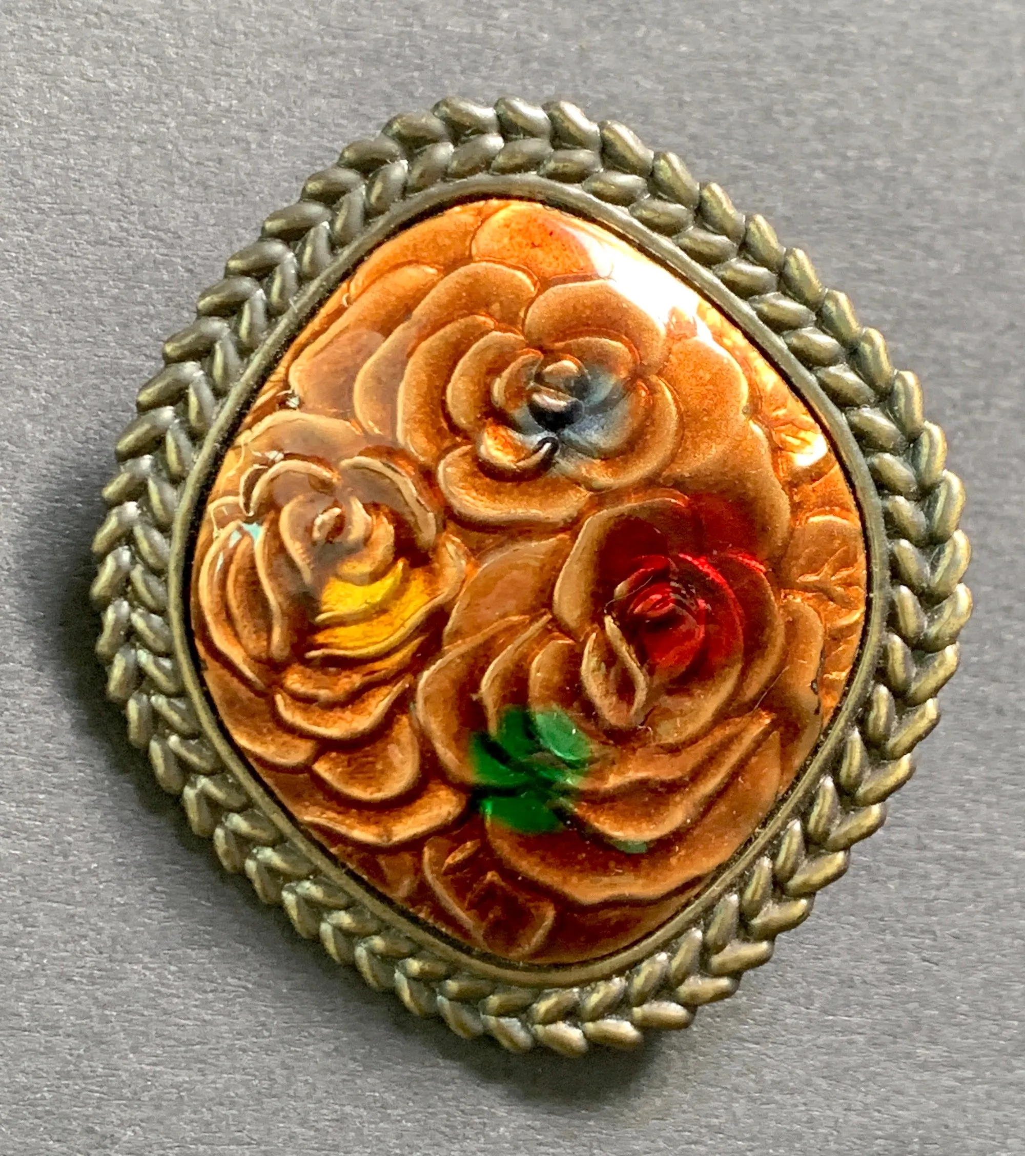 Exceptionally Autumnal 1980s Enamel Brooch