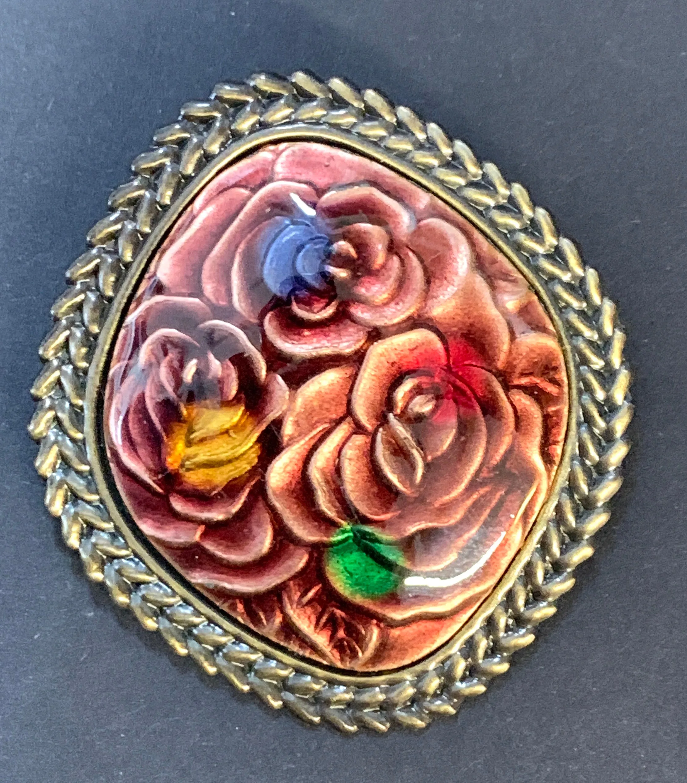 Exceptionally Autumnal 1980s Enamel Brooch