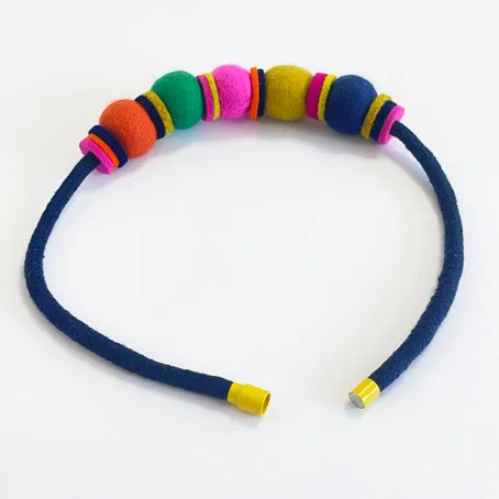 Felt bead necklace - multicolour