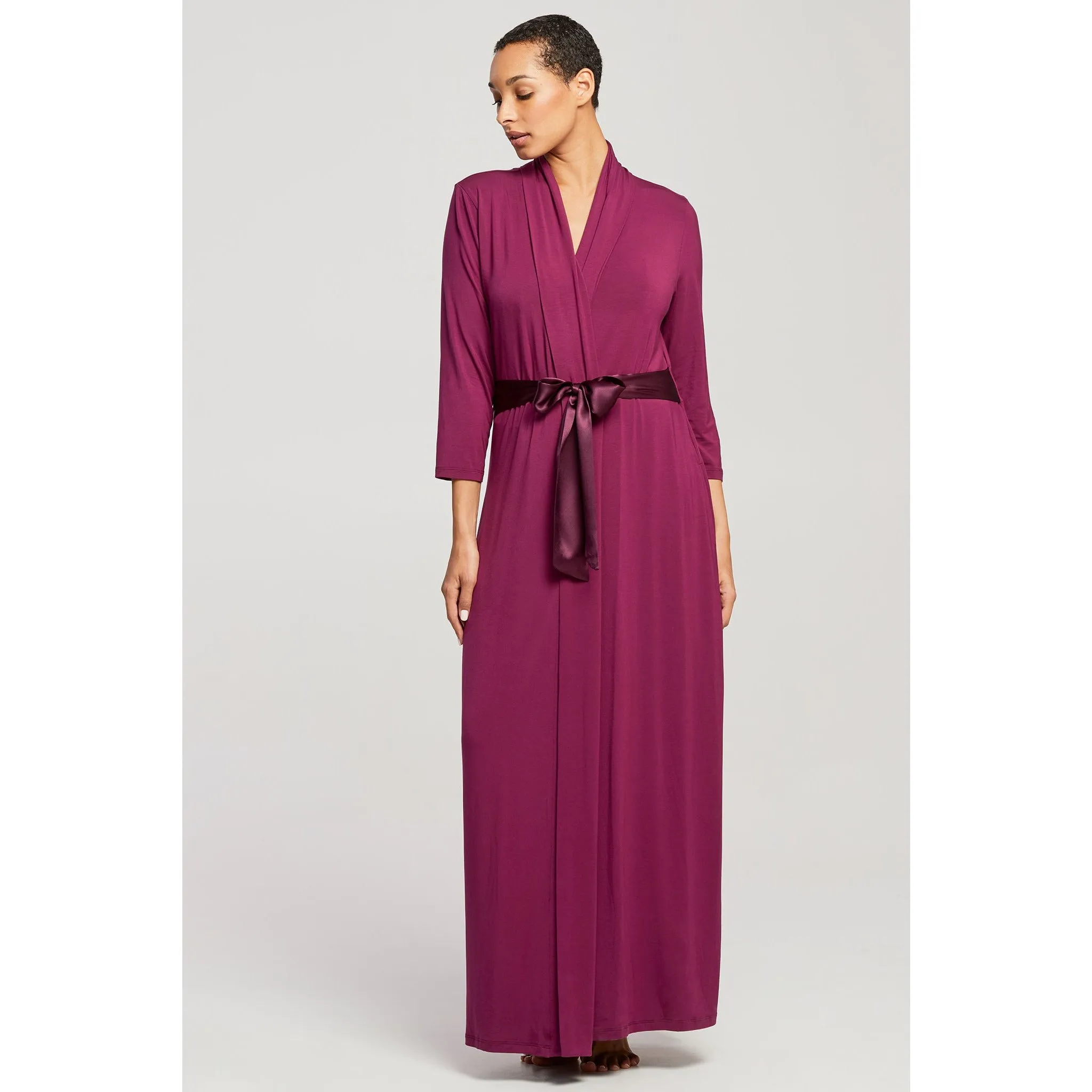 Fleur't Long Morning Robe with Silk Tie 621