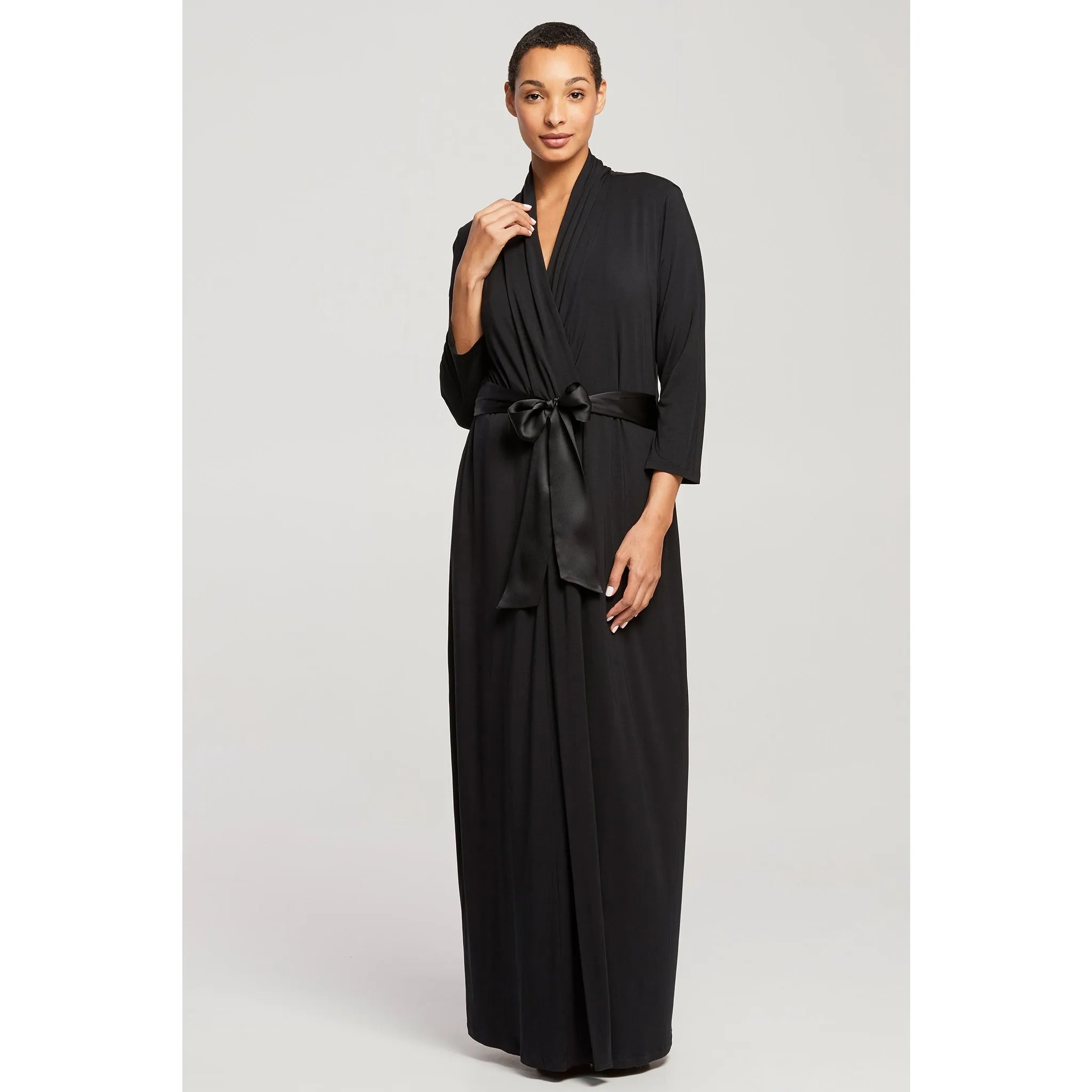 Fleur't Long Morning Robe with Silk Tie 621