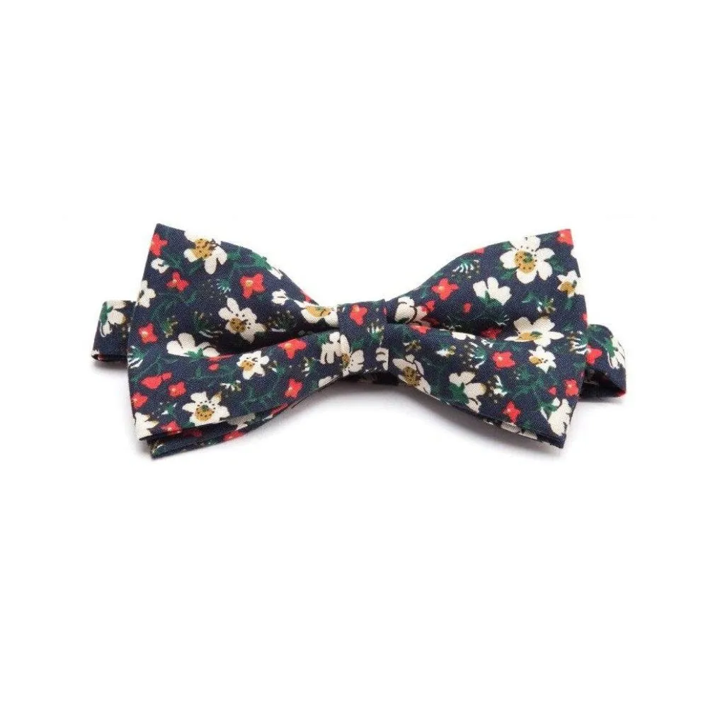 Flowered Cotton Bow Tie Pre-Tied