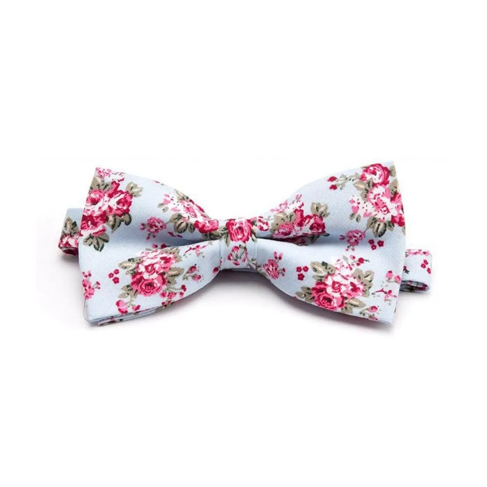 Flowered Cotton Bow Tie Pre-Tied
