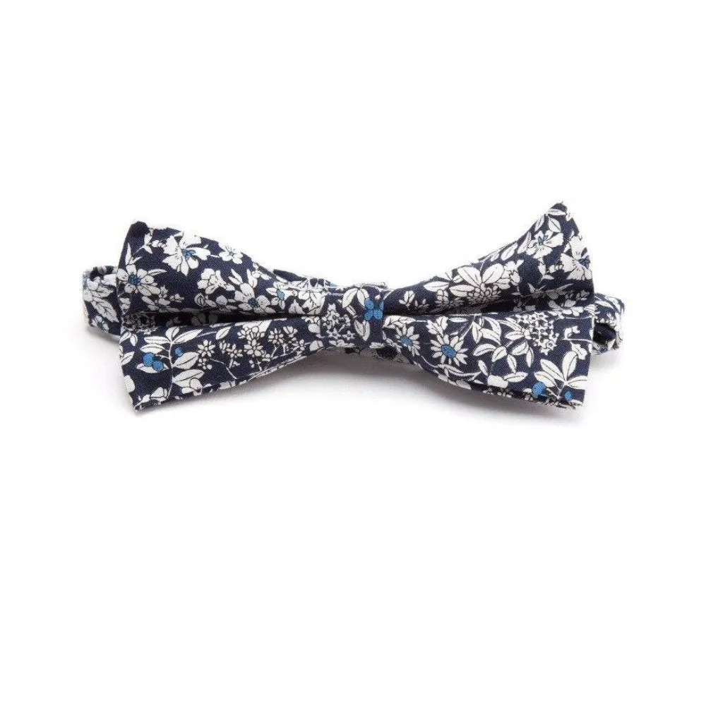Flowered Cotton Bow Tie Pre-Tied