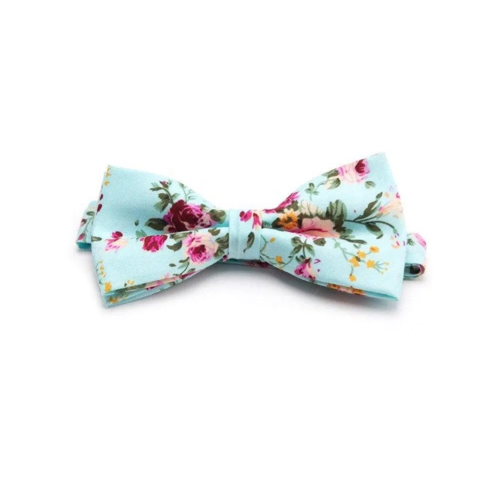 Flowered Cotton Bow Tie Pre-Tied