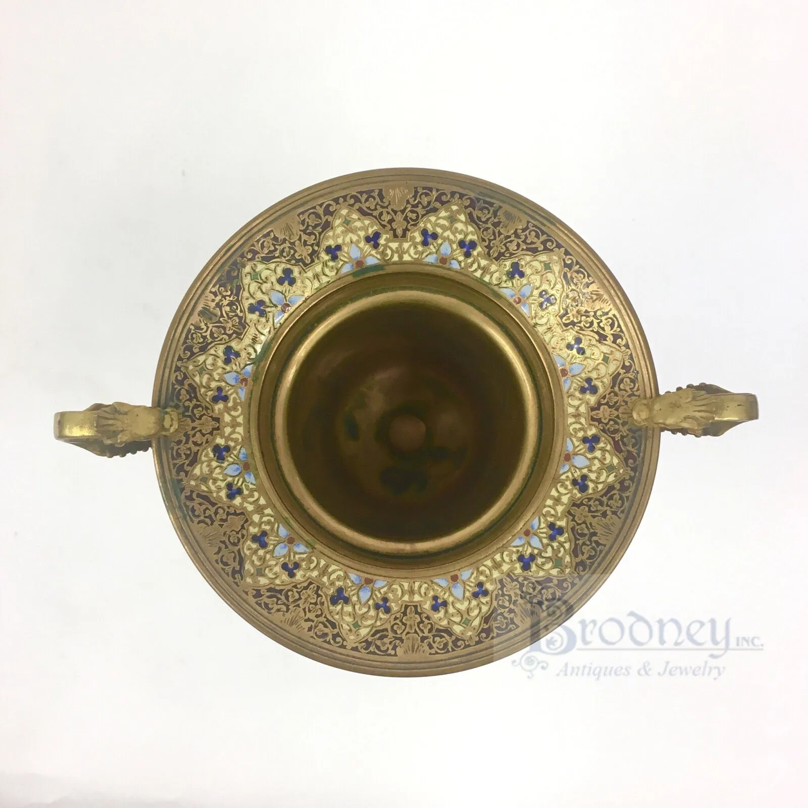 French Enamel on Copper Vase with Champlevé details