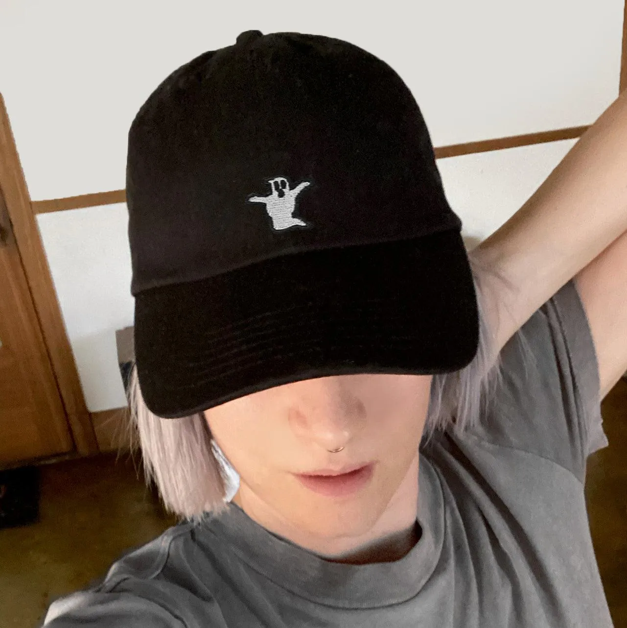 Ghost Embroidered Bat Low Profile Hat