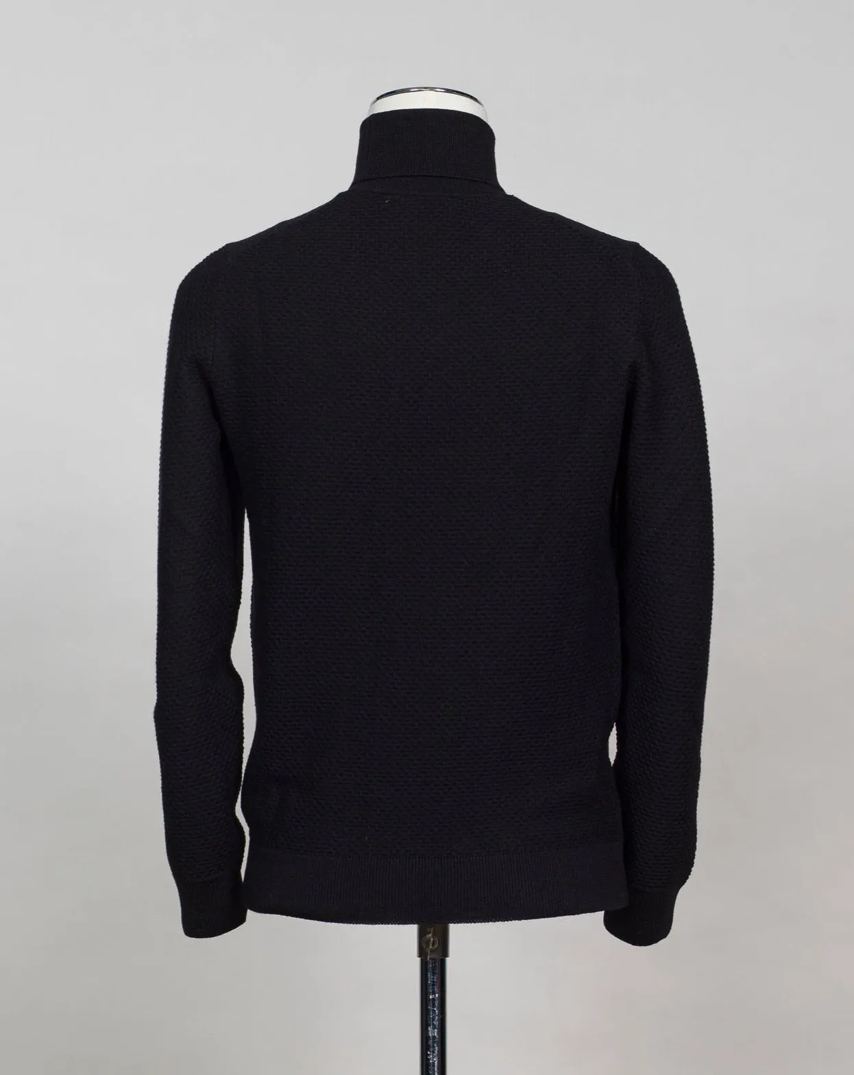 Gran Sasso Merino Honey Comb Roll Neck / Black