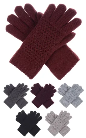 JG703 Solid Double Layer Fur Lining Knit Gloves 12prs Pack(JSP)