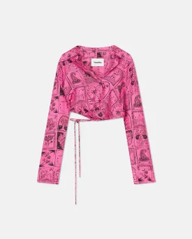 Lavelle - Printed Silk-Twill Shirt - Hand Drawn Ornamental Pink