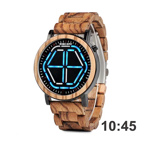 LED Digital Wooden Wristwatch