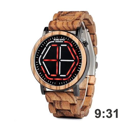 LED Digital Wooden Wristwatch