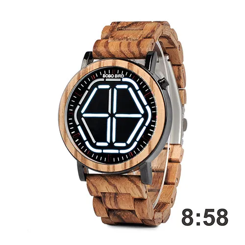 LED Digital Wooden Wristwatch