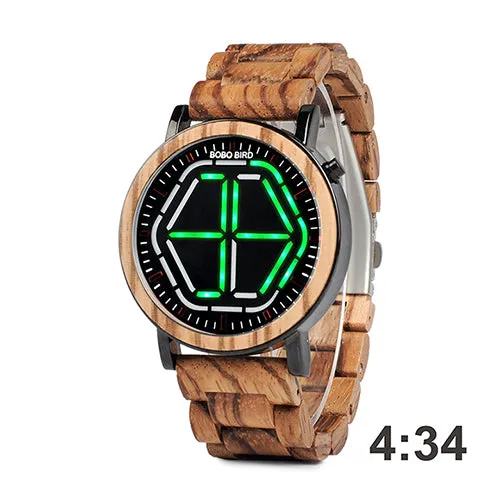 LED Digital Wooden Wristwatch