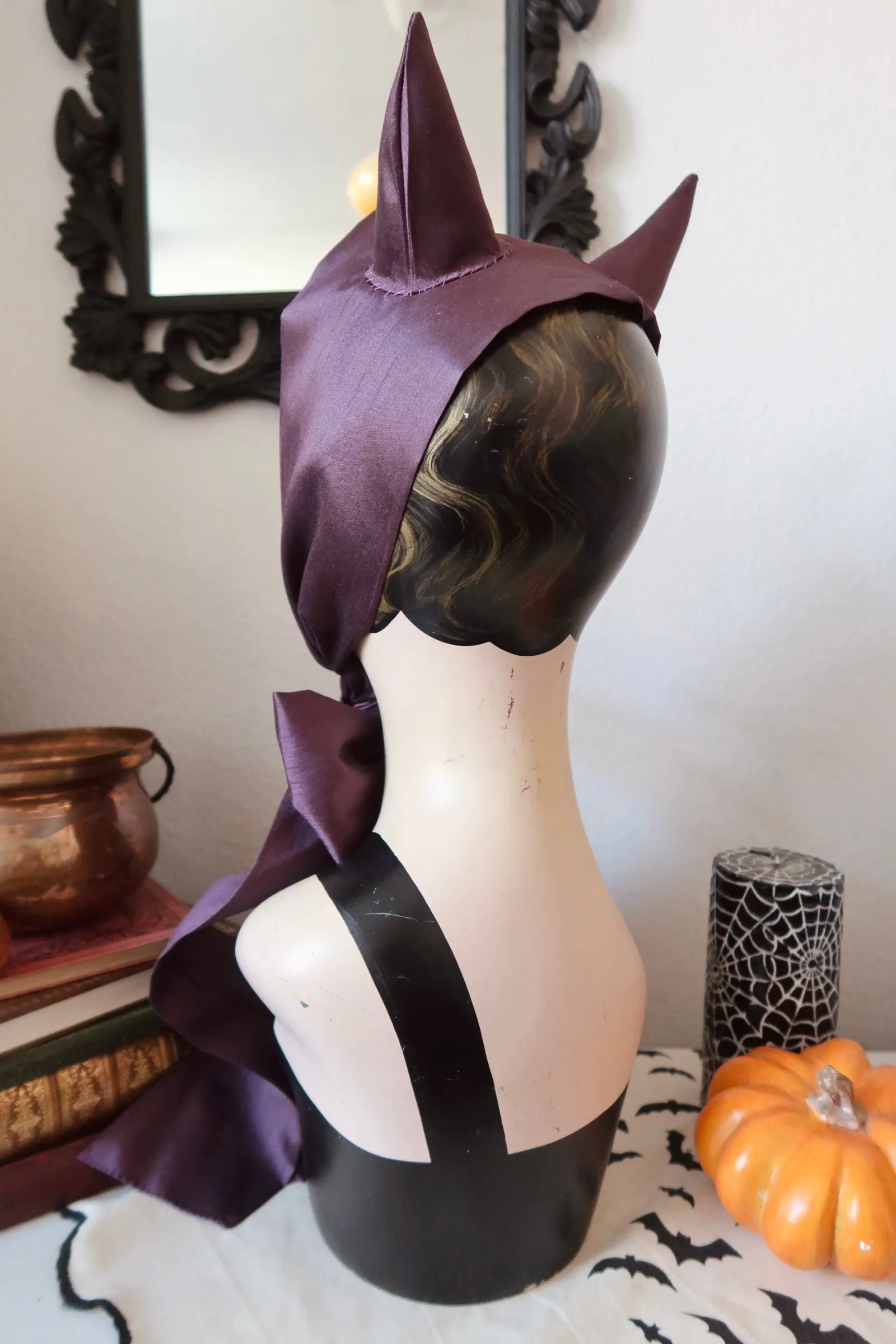 ‘Little Devil’ Vintage Headband in Upcycled Purple Fabric