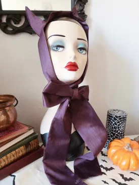 ‘Little Devil’ Vintage Headband in Upcycled Purple Fabric