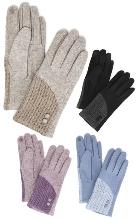 LOG261 Women Knitted w/Button Deco Smart Touch Gloves (12 Pairs Pack)