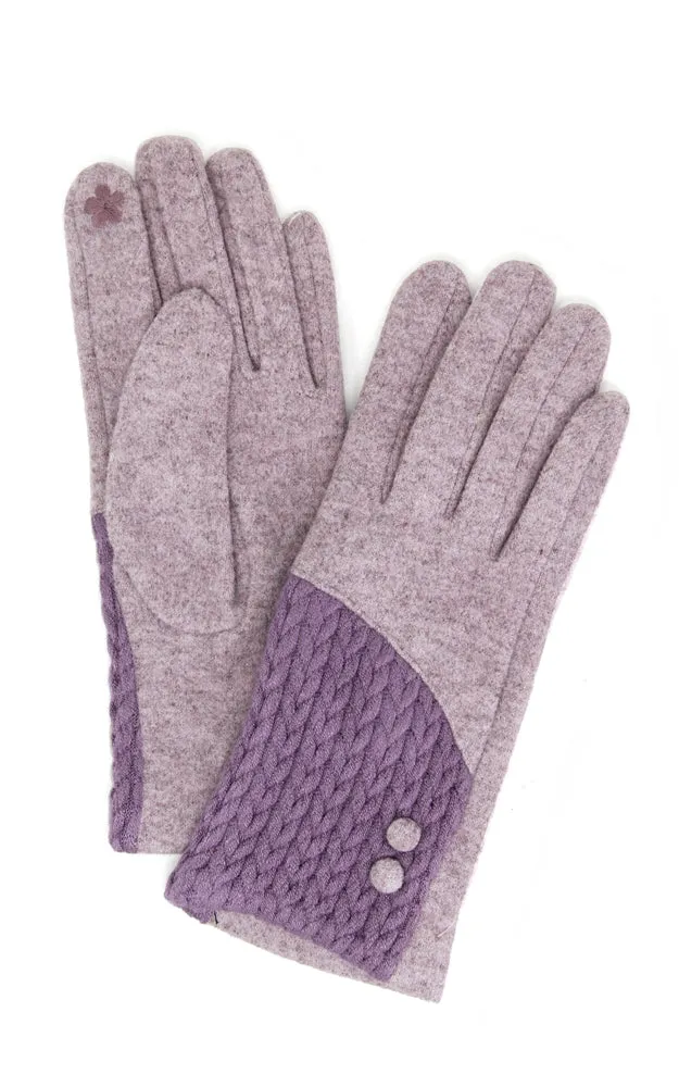 LOG261 Women Knitted w/Button Deco Smart Touch Gloves (12 Pairs Pack)