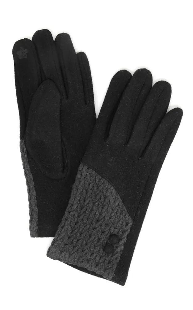 LOG261 Women Knitted w/Button Deco Smart Touch Gloves (12 Pairs Pack)