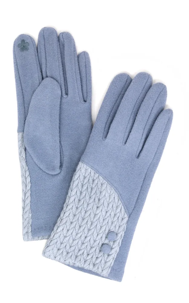 LOG261 Women Knitted w/Button Deco Smart Touch Gloves (12 Pairs Pack)