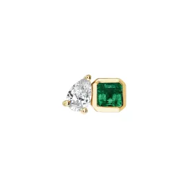 Lovers Duet Emerald & Diamond Stud | Ready to Ship