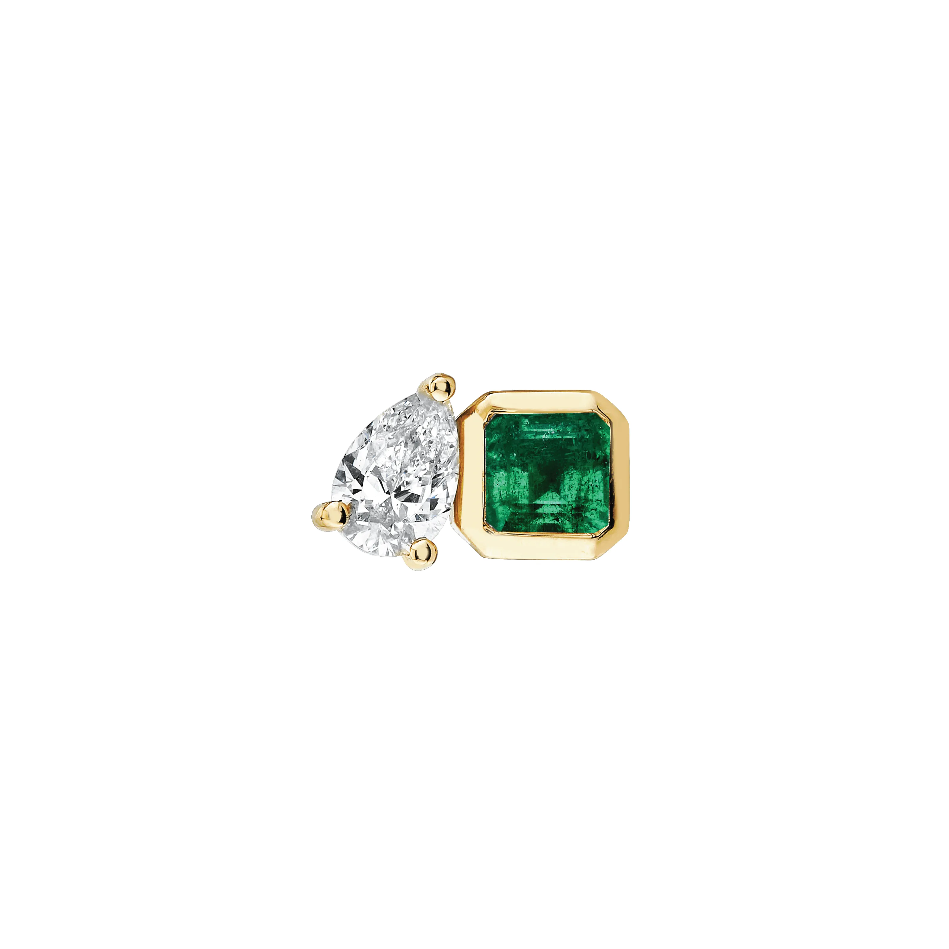 Lovers Duet Emerald & Diamond Stud | Ready to Ship