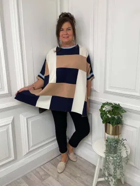 Luxe Weave Knit - Navy & Camel