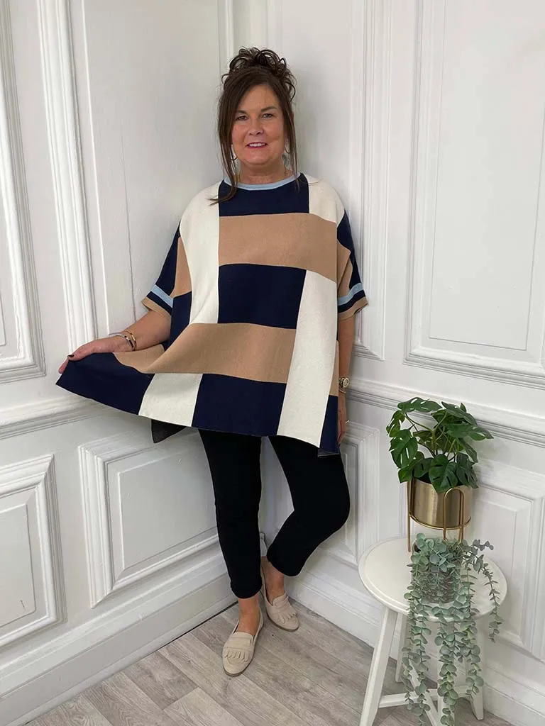 Luxe Weave Knit - Navy & Camel
