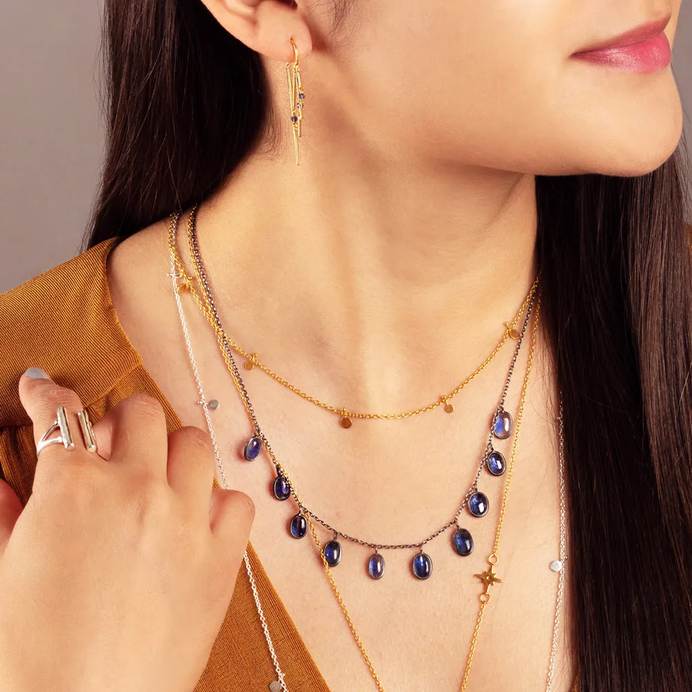 Many Moons Necklace in Kyanite & Antiqued Sterling