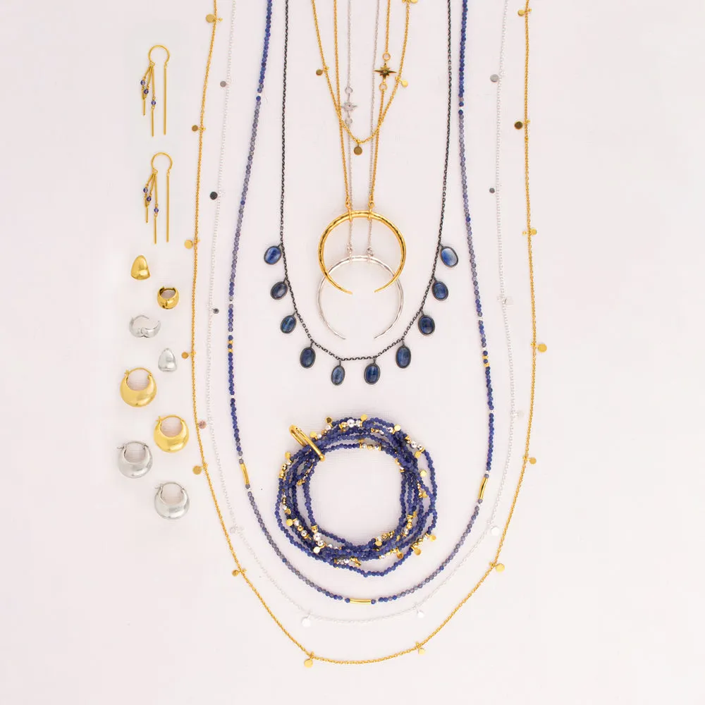 Many Moons Necklace in Kyanite & Antiqued Sterling