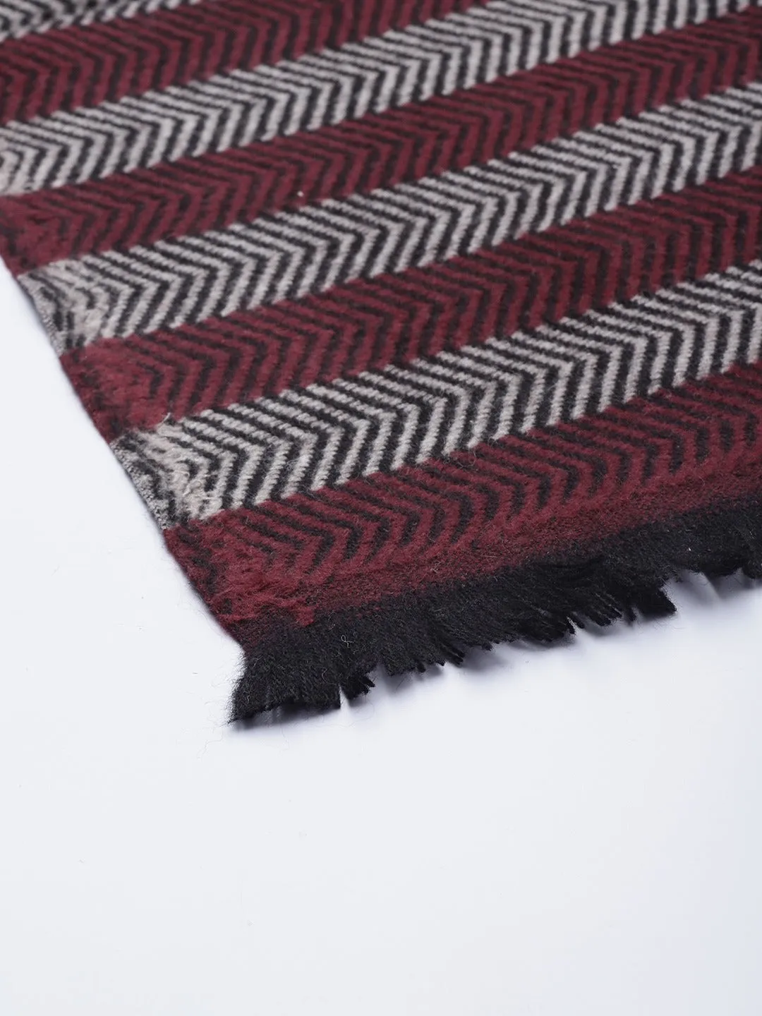 Maroon & Black Fisherman Acrylic Poly Cotton Stole