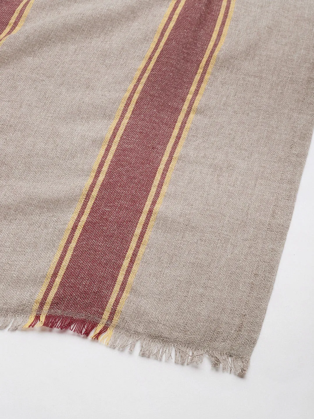 Maroon & Brown Recycled Poly Cotton Stripes Stole