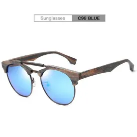 Men Women QianJing Retro Wood Sunglasses
