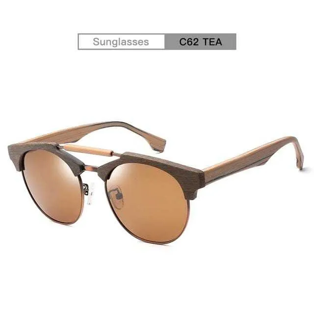 Men Women QianJing Retro Wood Sunglasses