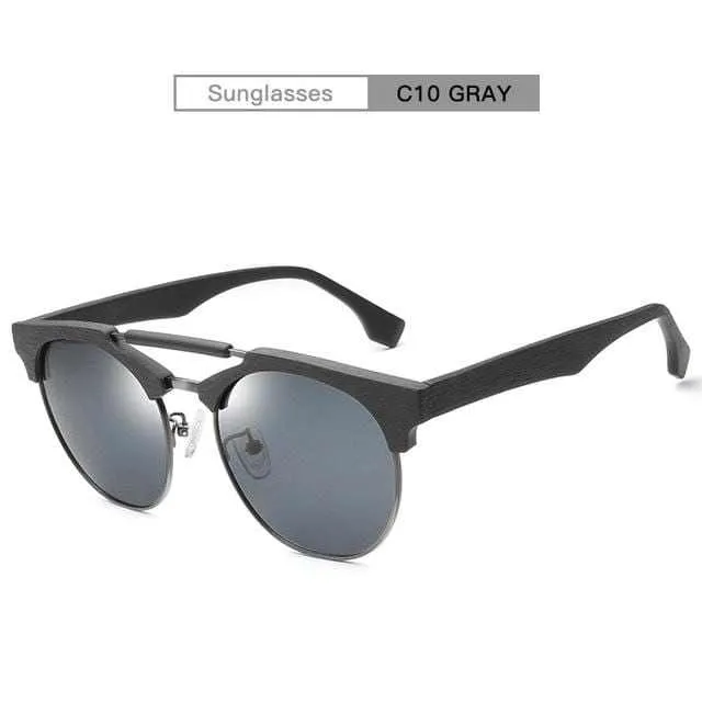 Men Women QianJing Retro Wood Sunglasses
