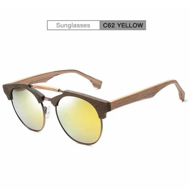 Men Women QianJing Retro Wood Sunglasses